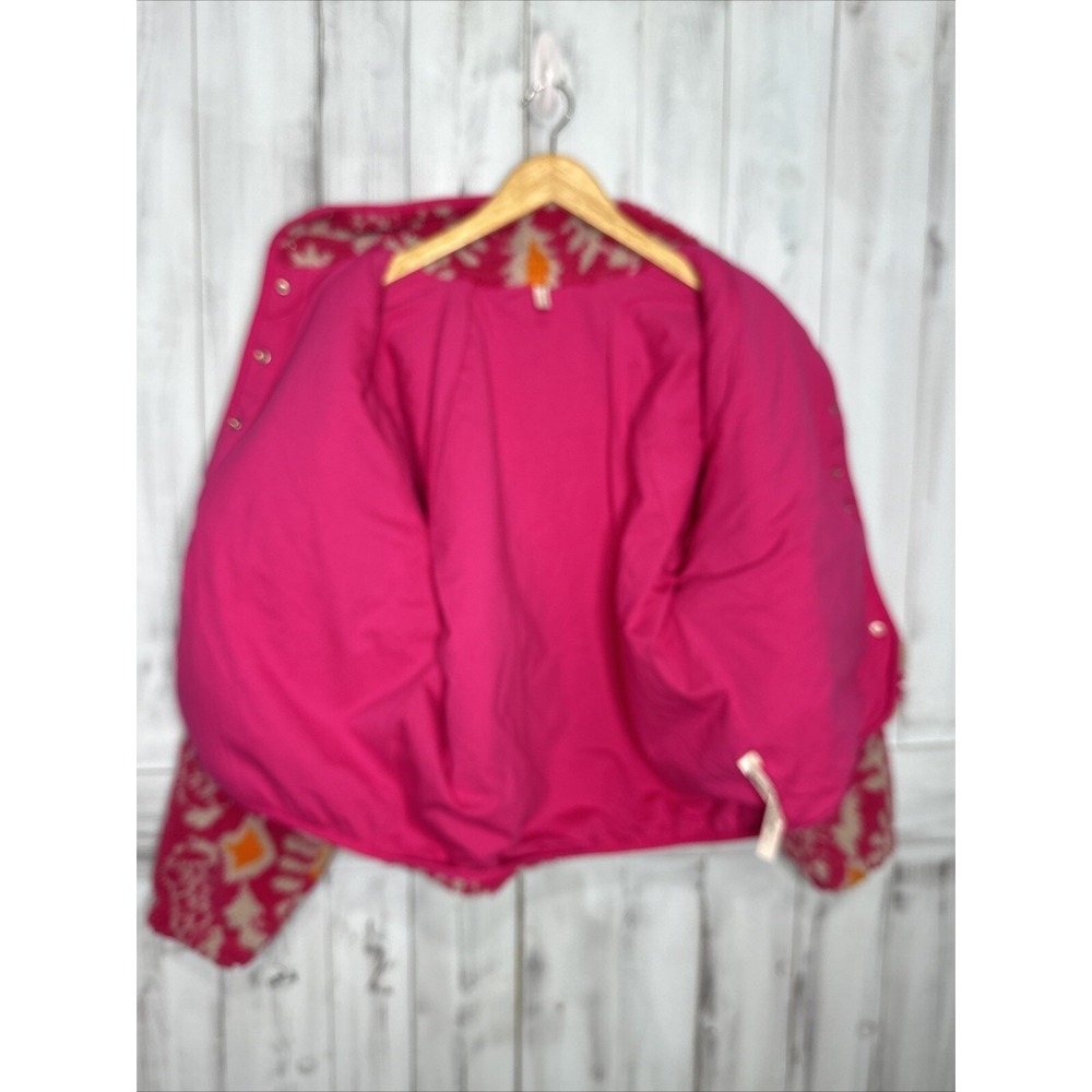 Free People Movement Pink Floral Small Rocky Ridge Fleece Sherpa Jacket Snap Up - Picture 7 of 11